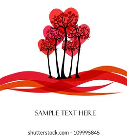 Beautiful vector tree with hearts on a white background
