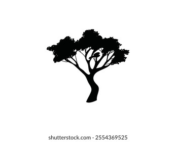 Beautiful vector tree illustration silhouette icon with white background. Beautiful Vector Tree Illustration Silhouette Icon on a Clean White Background