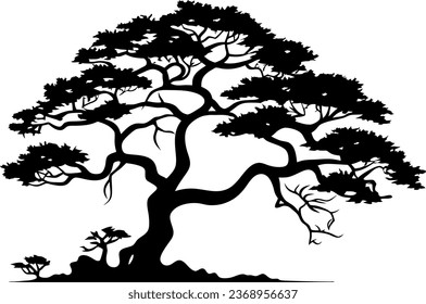 Beautiful vector tree silhouette outline vector icon for nature apps and websites