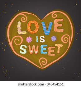 Beautiful vector typography in a shape of freshly baked cake and cream decoration. Sweet letters useful for creating cute postcards, food placards and posters, invitations and romantic designs.