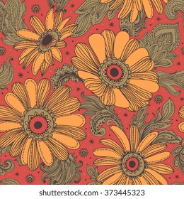 Beautiful vector vintage floral leaf seamless pattern 