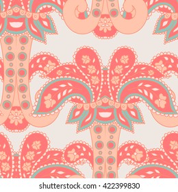 Beautiful vector vintage floral leaf seamless pattern. Traditional ornamental paisley bandanna. You can use this pattern in the design of carpet, shawl, pillow, cushion