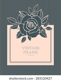 Beautiful vector vintage square frame. Hand drawn artwork. Love concept for wedding invitations, cards, tickets, congratulations, branding, boutique logo, label. Grey, pink, beige pastel colors