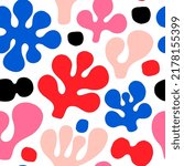 Beautiful vector vivid texture with hand drawn organic shapes. Modern cute seamless pattern with abstract plants in naive style