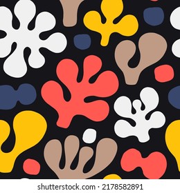 Beautiful vector vivid texture with hand drawn organic shapes. Modern cute seamless pattern with abstract plants in naive style