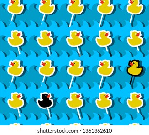 Beautiful vector wallpaper with ducks. Bright pattern for children and adults.