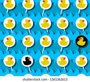 Beautiful vector wallpaper with ducks. Bright pattern for children and adults.