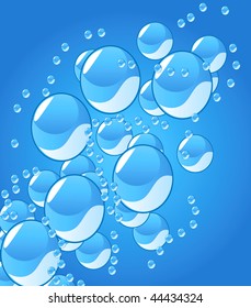 beautiful vector water drops decoration on blue background