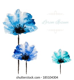 Beautiful vector watercolor floral card - pinted by hand, unique and nature inspired
