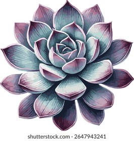 Beautiful vector watercolor realistic illustration of a succulent