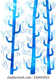 Beautiful vector watercolor trees