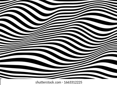 Schöne Wellen der Vektorillustration von geschwungenen schwarzen Linien auf weißem Hintergrund. Moderner einfarbiger Vektorillustration-Hintergrund