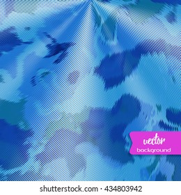 Beautiful vector wavy background. Abstract blue chaotic  texture.