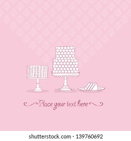 Beautiful vector wedding background with cakes