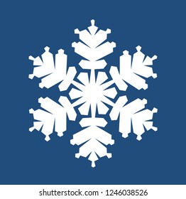 Beautiful vector white snowflake on blue background