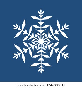 Beautiful vector white snowflake on blue background
