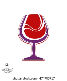 Beautiful vector wine goblet, alcohol theme illustration.