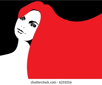 A beautiful vector woman background with space for text
