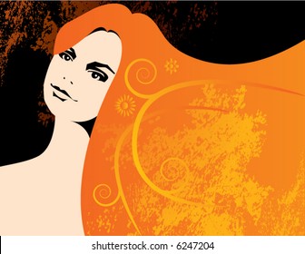 A beautiful vector woman background with space for text