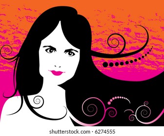a beautiful vector woman background with space for text