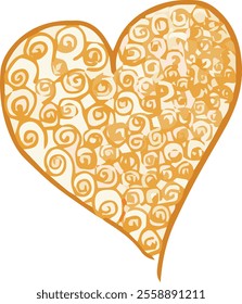 Beautiful vector yellow heart for a postcard on St. Valentines day