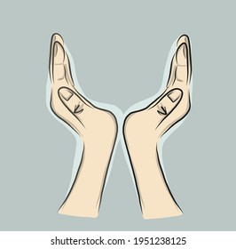 Beautiful vector-drawn hands in prayer