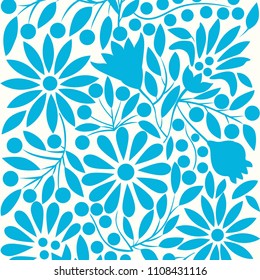 Beautiful Vectorized Floral Pattern - Blue