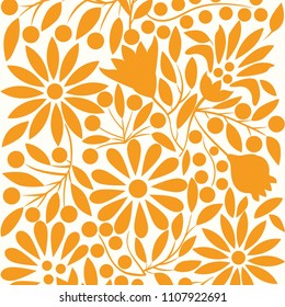 Beautiful Vectorized Floral Pattern - Yellow