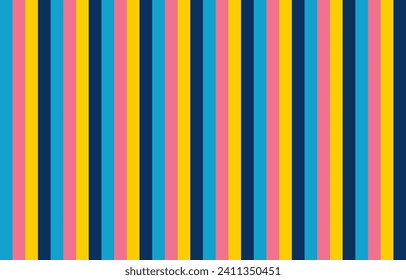 Beautiful vertical parallel stripes seamless retro multicolored fabric textile pattern.Festival colorful vector illustration.Abstract background summer holiday season theme.