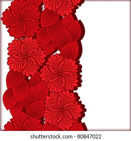 beautiful vertical pattern of red flowers on a white background