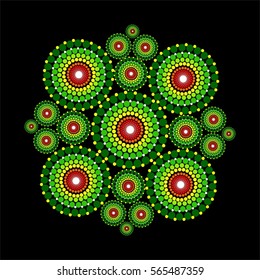 Beautiful vibrant colorful mandala pattern with dots
