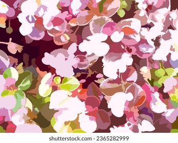 Beautiful vibrant floral background for textiles or fabric products. Spring or summer motifs in pink-violet-green tones for prints, interior solutions, fashion trends, business concepts, scrapbooking