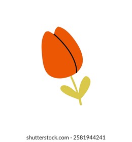 A beautiful and vibrant Orange Tulip surrounded by fresh Green Leaves, full of life and charm