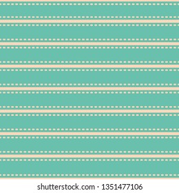 Beautiful vibrant simple horizontal stripe stitch style design. Vector seamless pattern on turquoise background. Great for spa, natural, baby,organic products, home decor, packaging, stationery