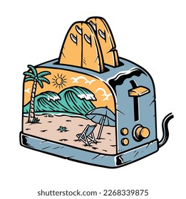 beautiful view of the beach in the toaster