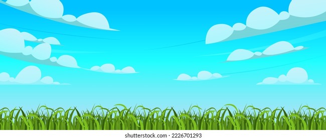 Beautiful view of blue sky and green grass