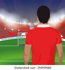 Beautiful view of a celebration on a soccer stadium. Vector illustration