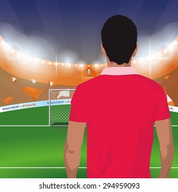 Beautiful view of a celebration on a soccer stadium. Vector illustration