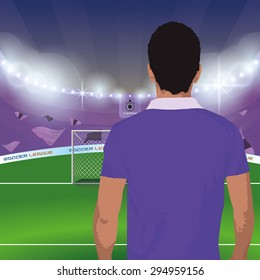 Beautiful view of a celebration on a soccer stadium. Vector illustration