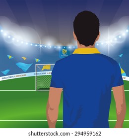 Beautiful view of a celebration on a soccer stadium. Vector illustration