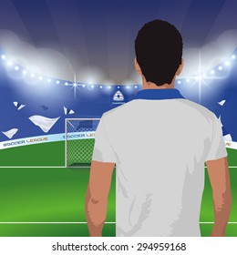 Beautiful view of a celebration on a soccer stadium. Vector illustration