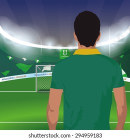 Beautiful view of a celebration on a soccer stadium. Vector illustration