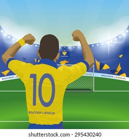 Beautiful view of a celebration on a soccer stadium. Vector illustration