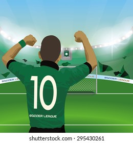 Beautiful view of a celebration on a soccer stadium. Vector illustration