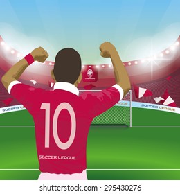 Beautiful view of a celebration on a soccer stadium. Vector illustration