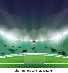 Beautiful view of a celebration in a soccer stadium. Vector illustration