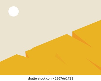 a beautiful view from the edge of the cliff.  flat landscape illustration.  vector design