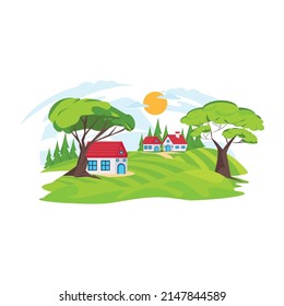Beautiful view of farmland flat illustration 

