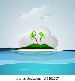 Beautiful view of an island in cloudy weather, holidays concept in beautiful Monsoon Season 