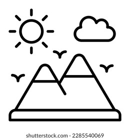 Bonitas vistas al paisaje montañoso. Icono de la estación montañosa y solar con un estilo moderno